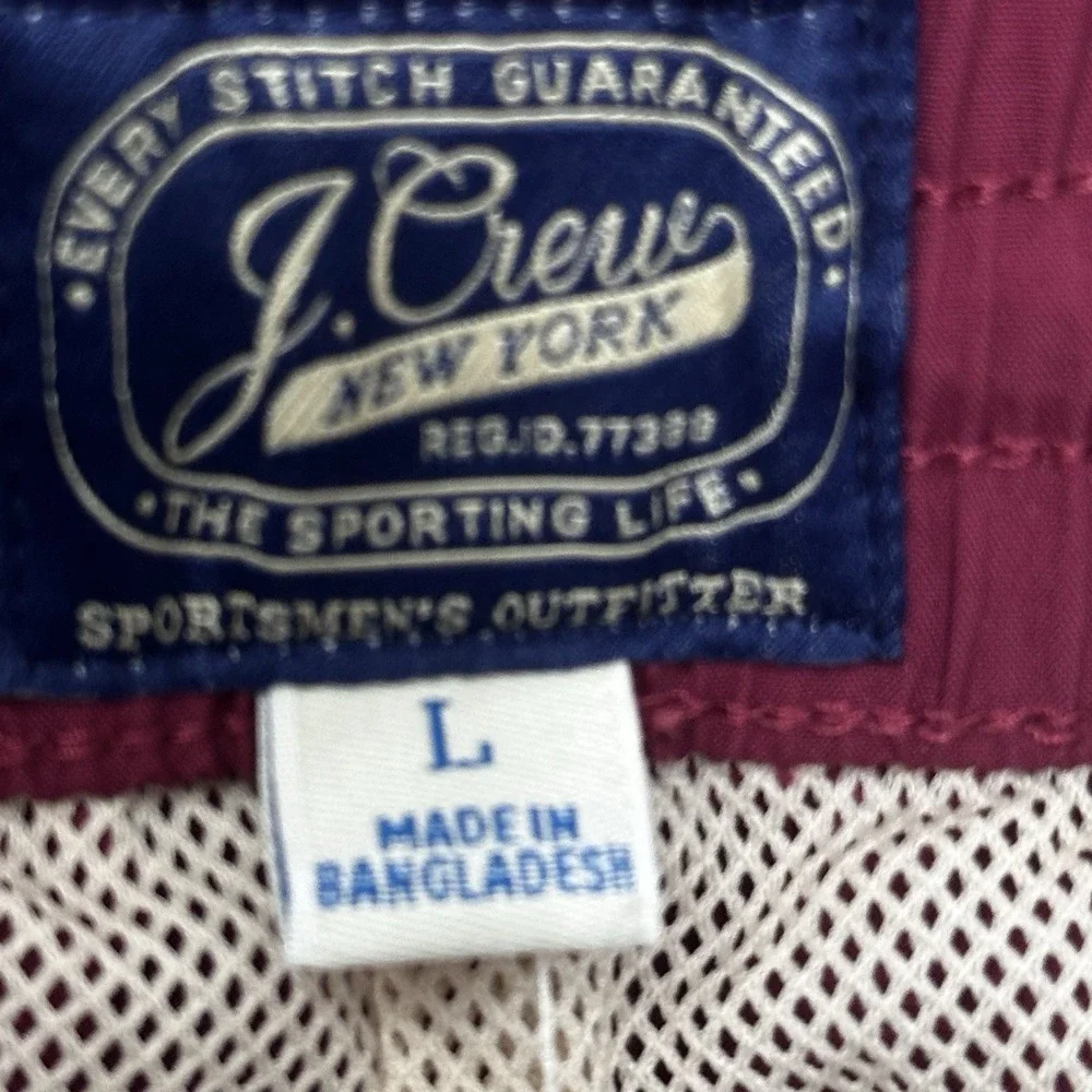 J.Crew Swim Trunks Fully Mesh Lined Size Mens Size Large Burgundy Pockets NWT